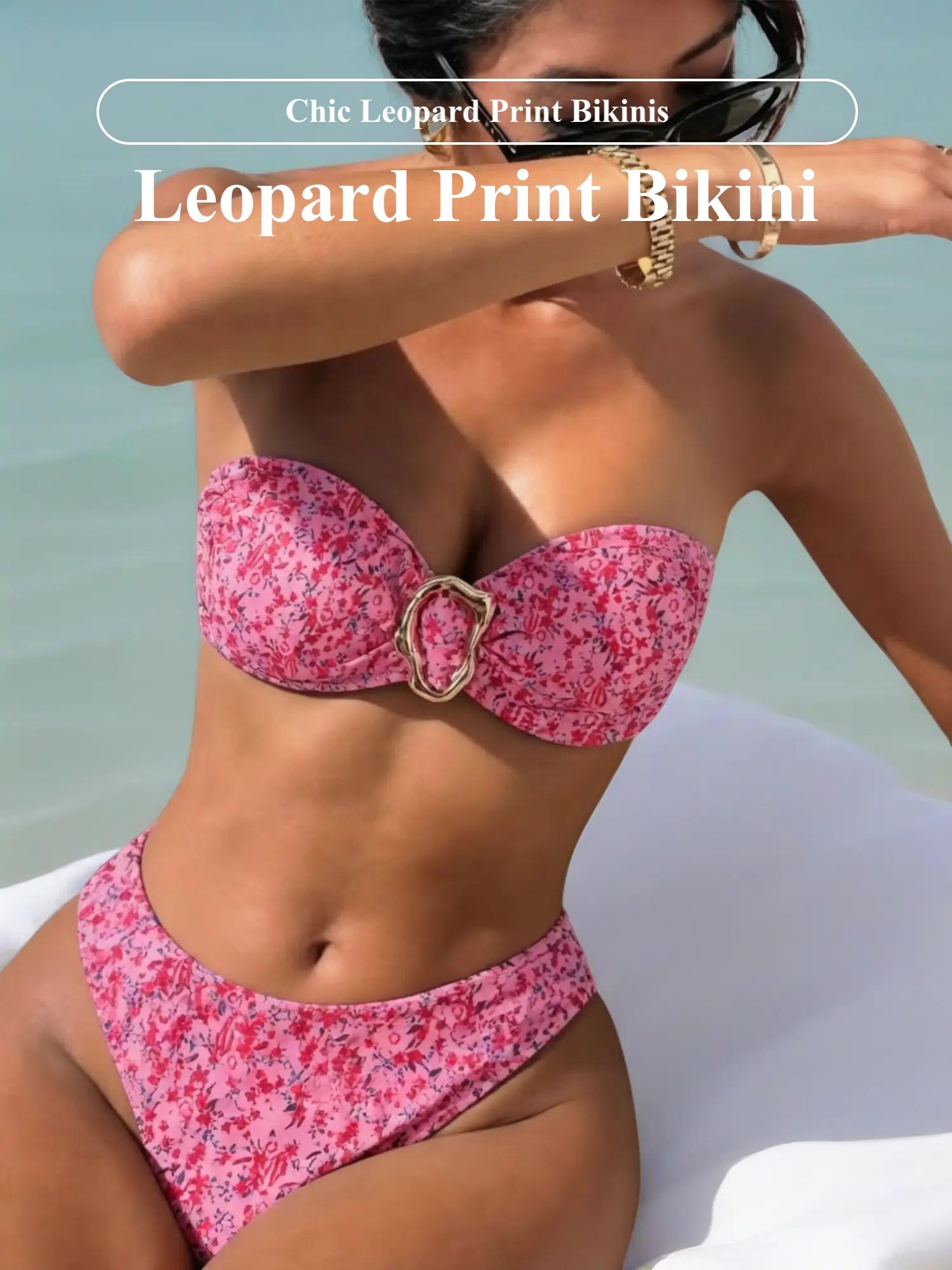 Two-piece Set Women's All Over Print Bikini Set, Casual Fashion Chic Swimsuit Set for Beach Holiday Vacation, Ladies Swimwear for All Seasons