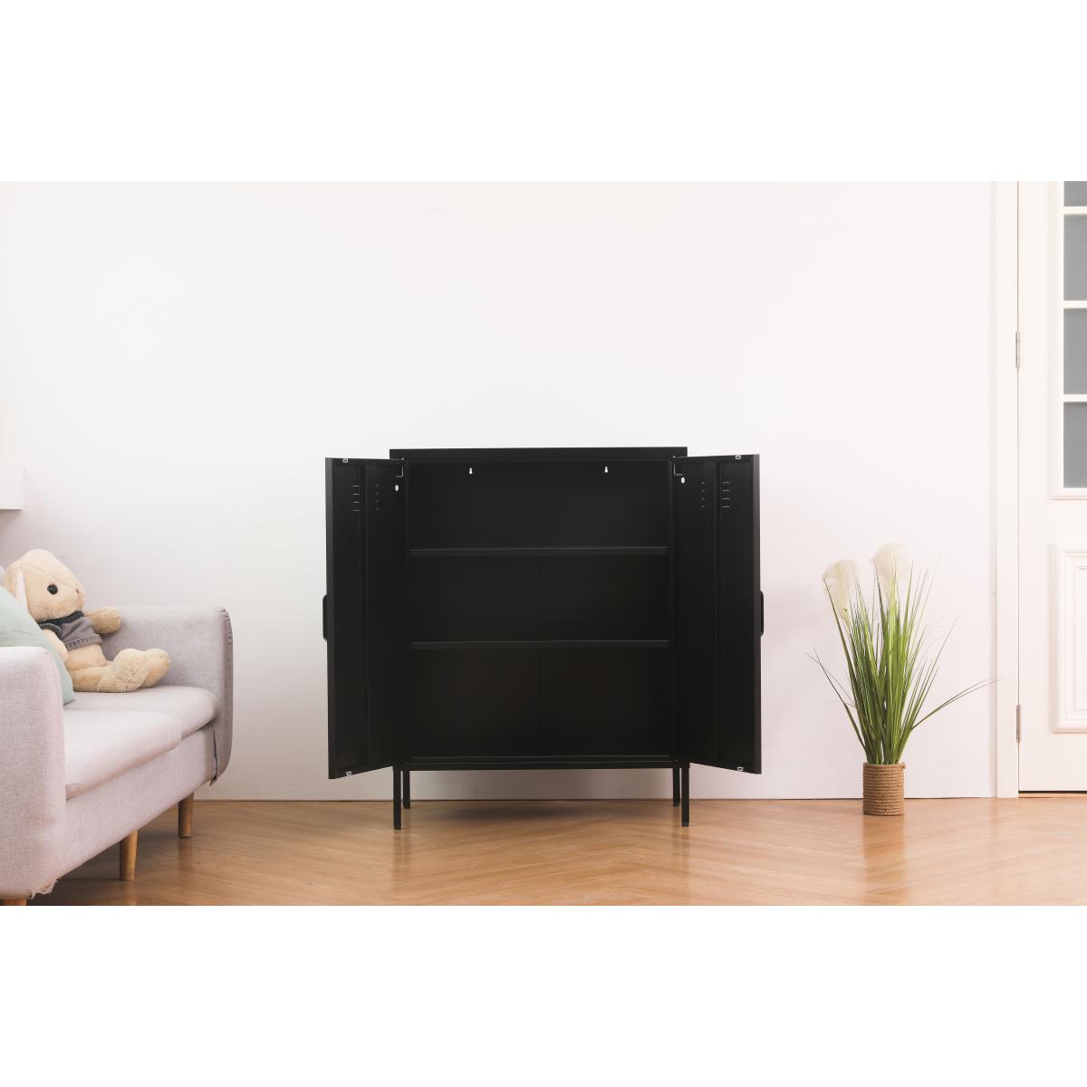 [Fahuac] Black 39.96" Tall Heavy-Duty Metal Storage Cabinet, Adjustable Shelf Super Strong Multi-Layer Spacious Standalone Steel Organizer, Freestanding Utility Cabinet for Home Office, Heavy-Duty Cabinets, Multi-Layer Cabinets