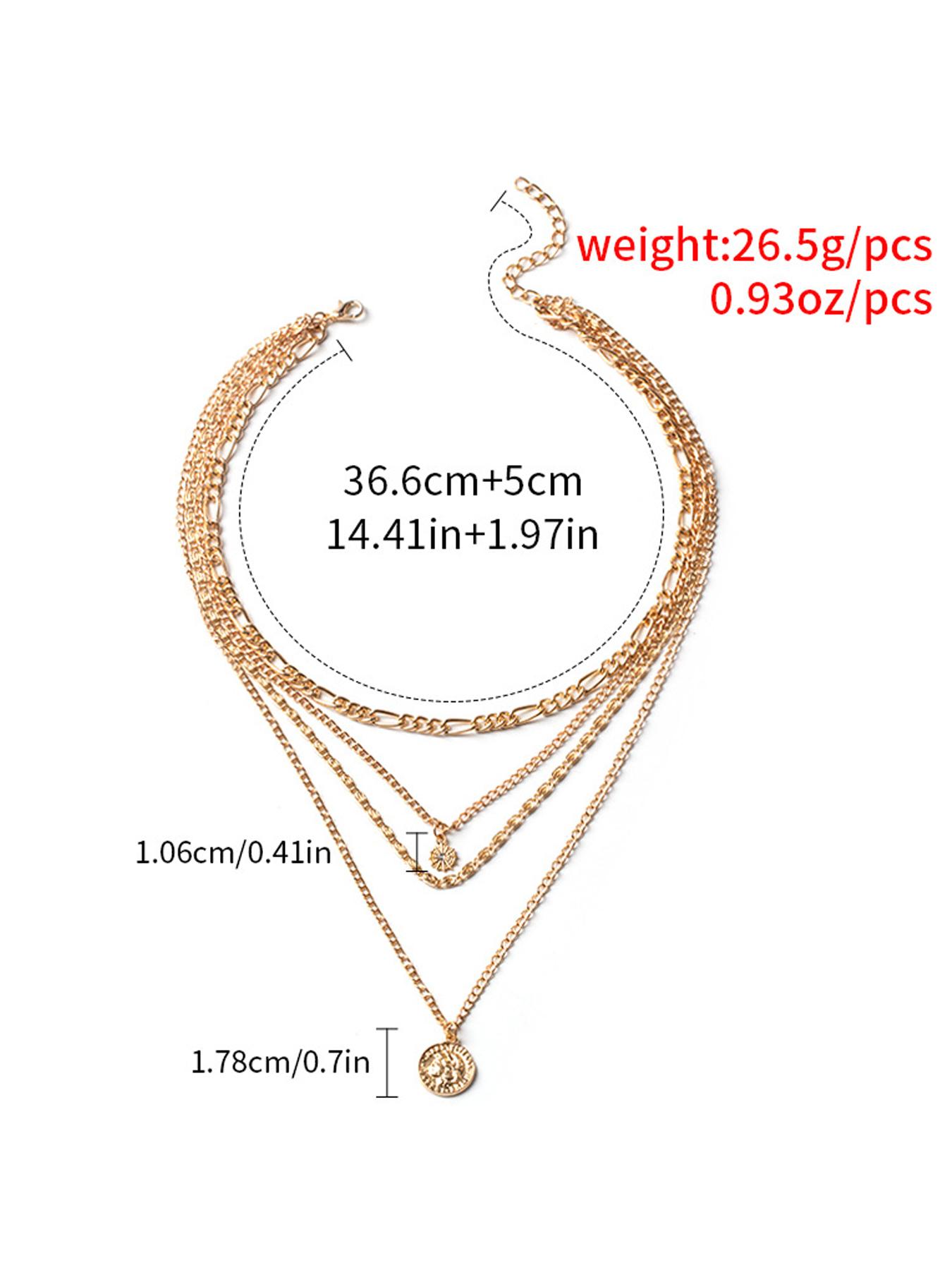 Bohemian Multi-Style Women's Artificial Gemstones & Coin Pendant Layered Design Necklace, Jewelry Gift, Trendy Charms Necklace