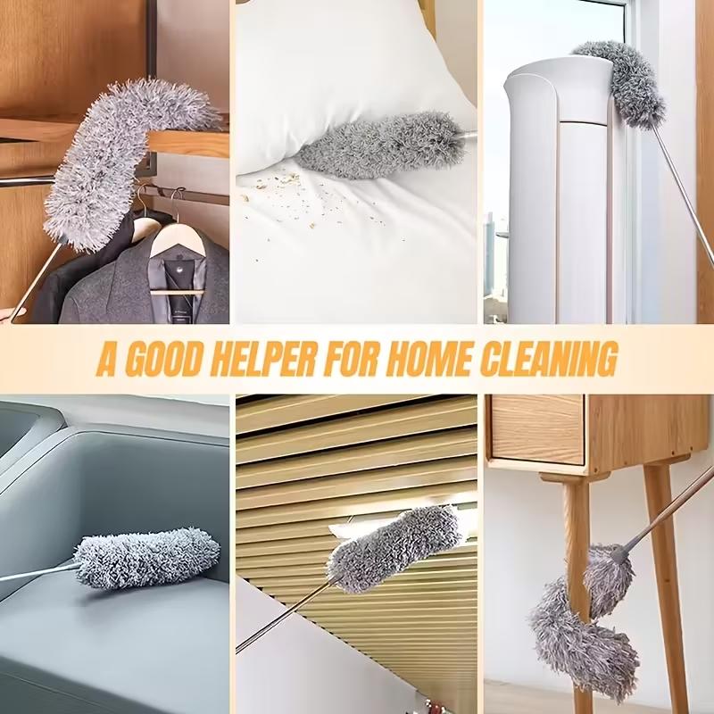 Extendable Microfiber Dusting Brush, Microfiber Ceiling Fan Duster with Bendable Head, Reusable & Washable, Ideal for High Ceilings, Home, Car, Patio, Battery-Free, Durable Stainless Steel Handle, Efficient Dust Removal, Ergonomic Design