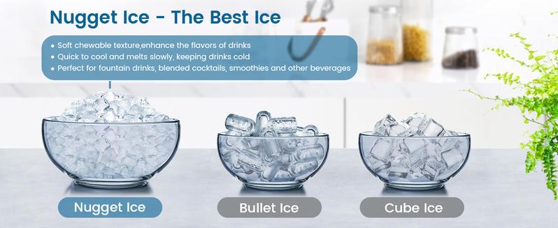 COWSAR Nugget Ice Maker Countertop, Soft Chewable Nugget Ice Cubes Machine, One-Button Quick Ice Making 34Lbs/Day, Self-Cleaning, Portable Stainless Steel Ice Machine