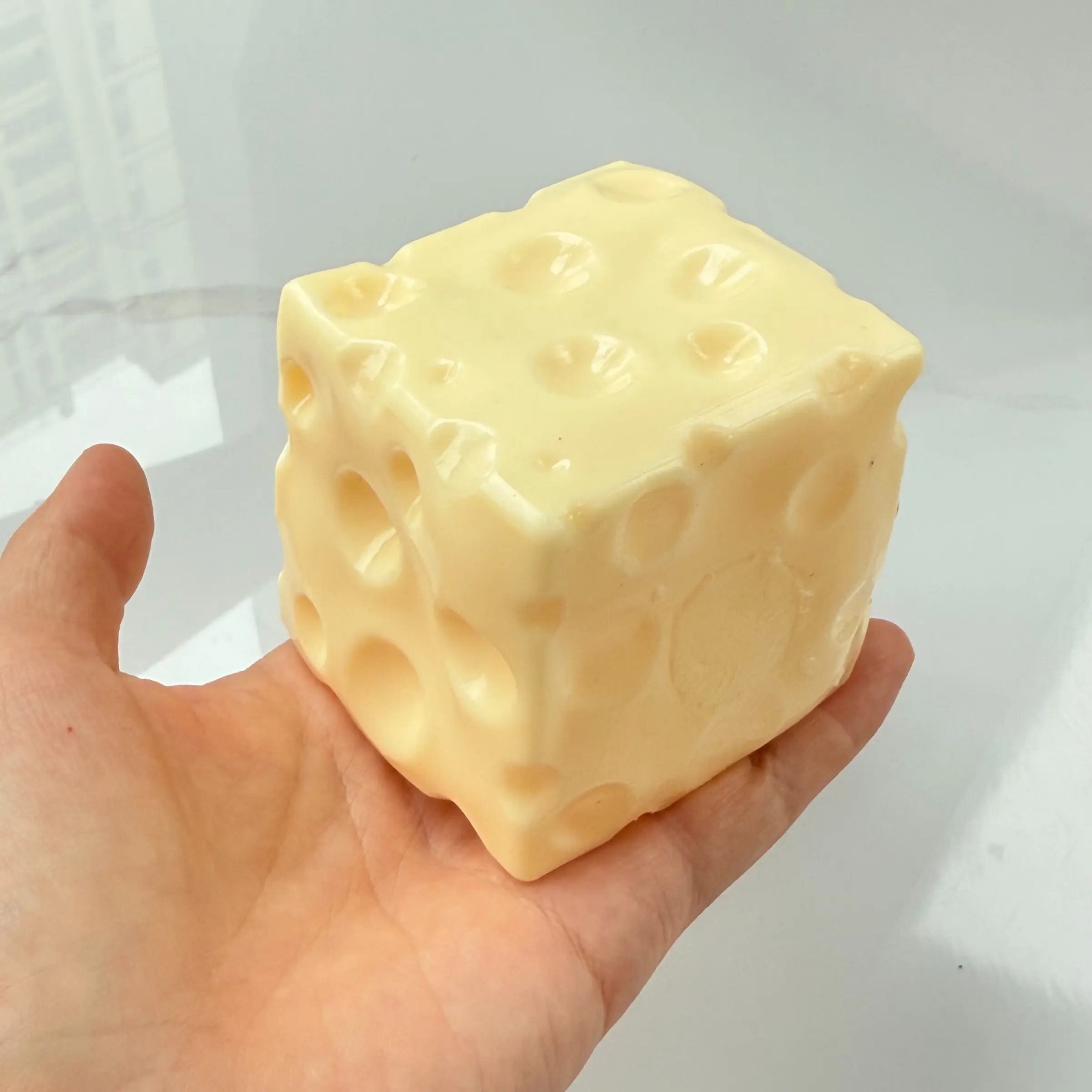 Fully Moldable Non-Rebound Petroleum Jelly-Filled Cheese Squishy Stress Ball, Giant 6 cm & 7 cm Soft Gel Cheese Block for ASMR Relaxation, Squishy Fun Viral Fidget Gift for Anxiety Relief, Decompression Squishy