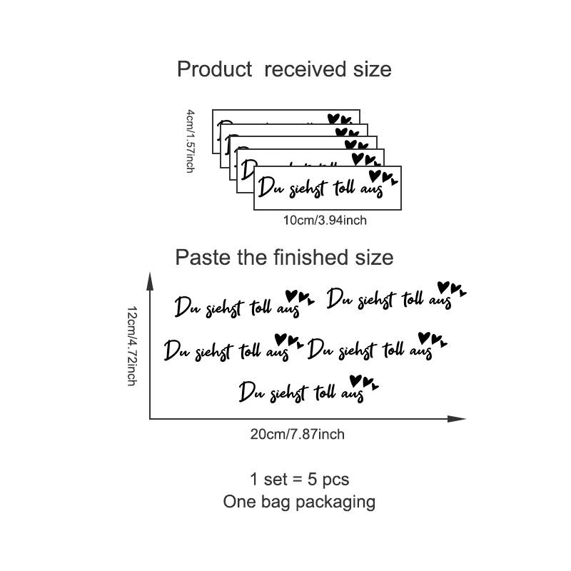 5pcs French 'you Look Great' Mirror Decal, PVC Stickers for Laptops, Cars, Walls, Heart Design, Modern Aesthetic, Smooth Application