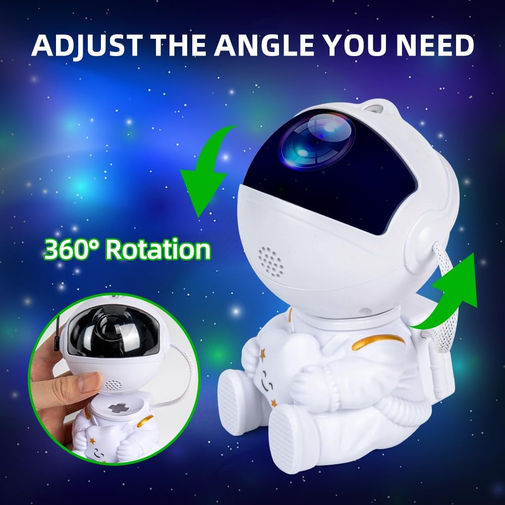 360 Degree Adjustable Astronaut Star Projector Night Light, Starry Sky Projector, Remote Control, Dimmable LED Lamp, Timer Function, Home Decor, Bedroom Lighting