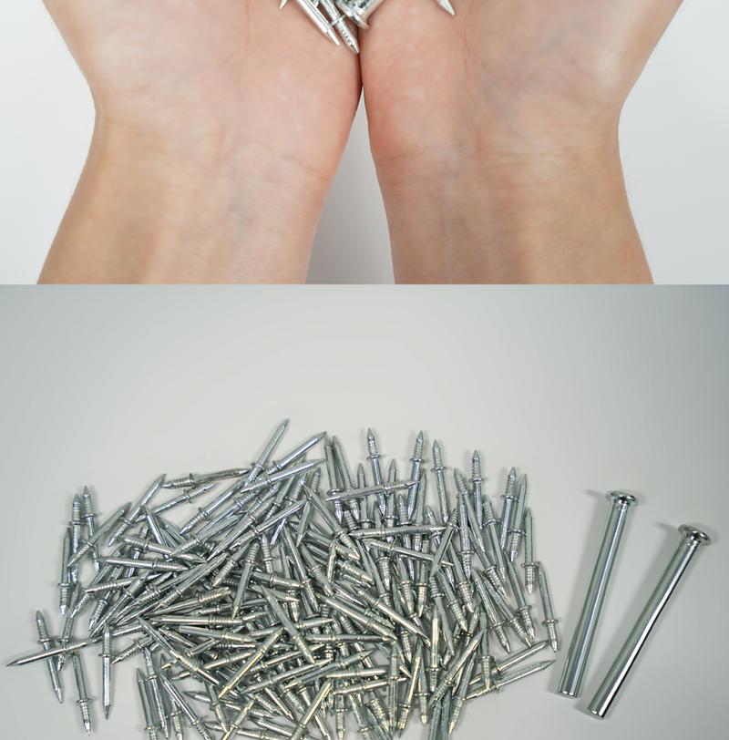 SOPAMI 200 Count Non-Marking Double-Headed Skirting Nails Sturdy Damage-Free Wall Installation Kit for Easy Application Functional Mounting Nails for Baseboards Wall Panels Furniture Cover Plates No Drilling Required