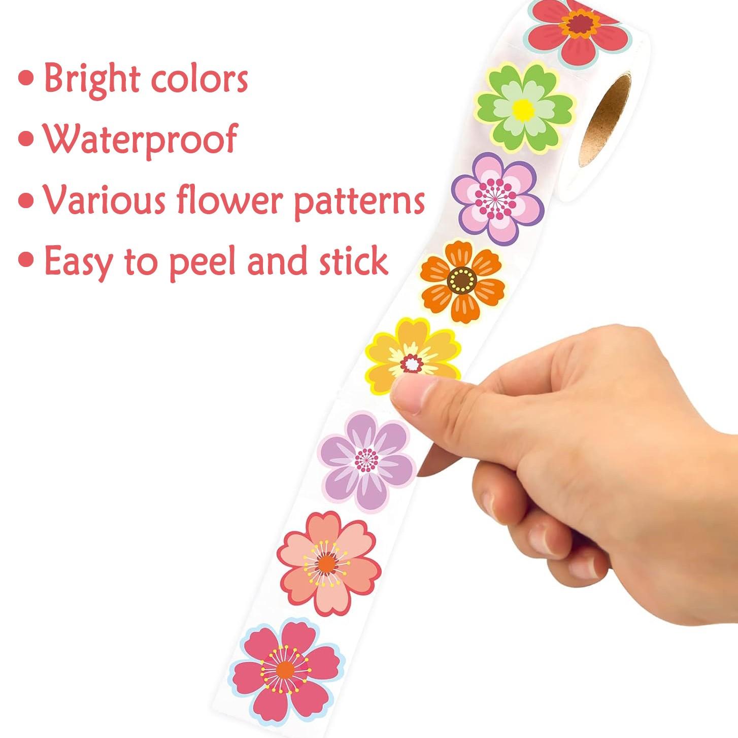500Pcs Floral Roll Stickers, Waterproof Self-Adhesive, Ideal for Classroom Rewards, Gift Wrapping, Greeting Cards, Envelopes, Invitations, DIY Projects & Party Decorations