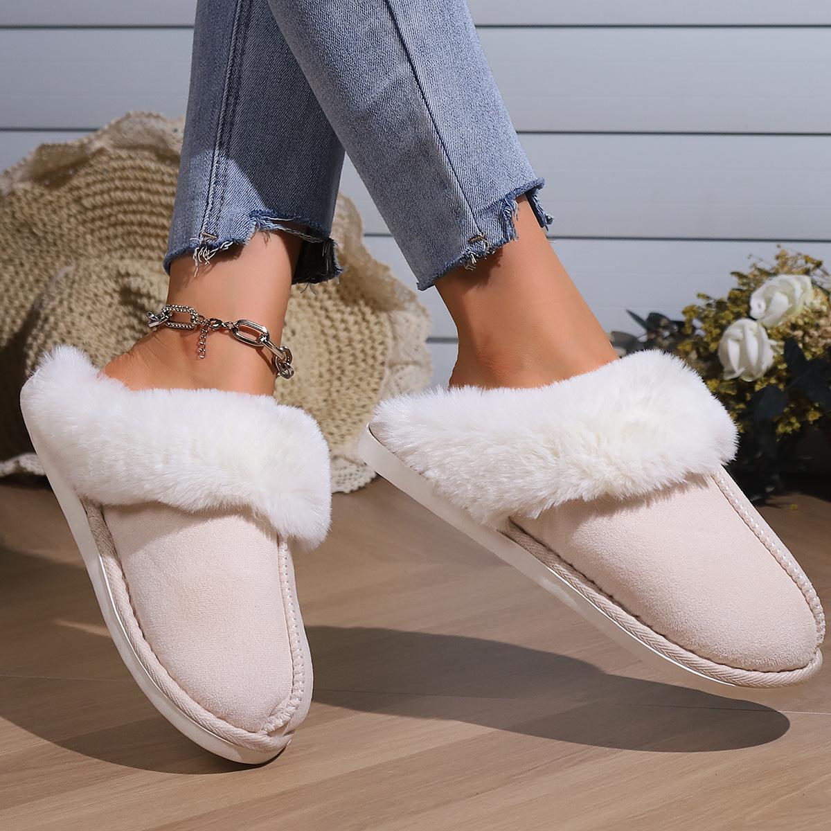 Women's Woolen Foam Fluffy Slippers, Memory Foam Fluffy Moccasin with Soft Plush Fleece Lining Slip-On for Indoor Outdoor Use