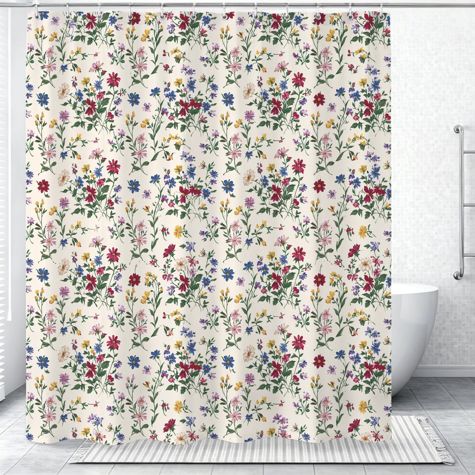 Vintage Pink Carnation Floral Waterproof Shower Curtain, Easy to Install, Perfect for Home, Hotel & Dorm Bathroom Decor