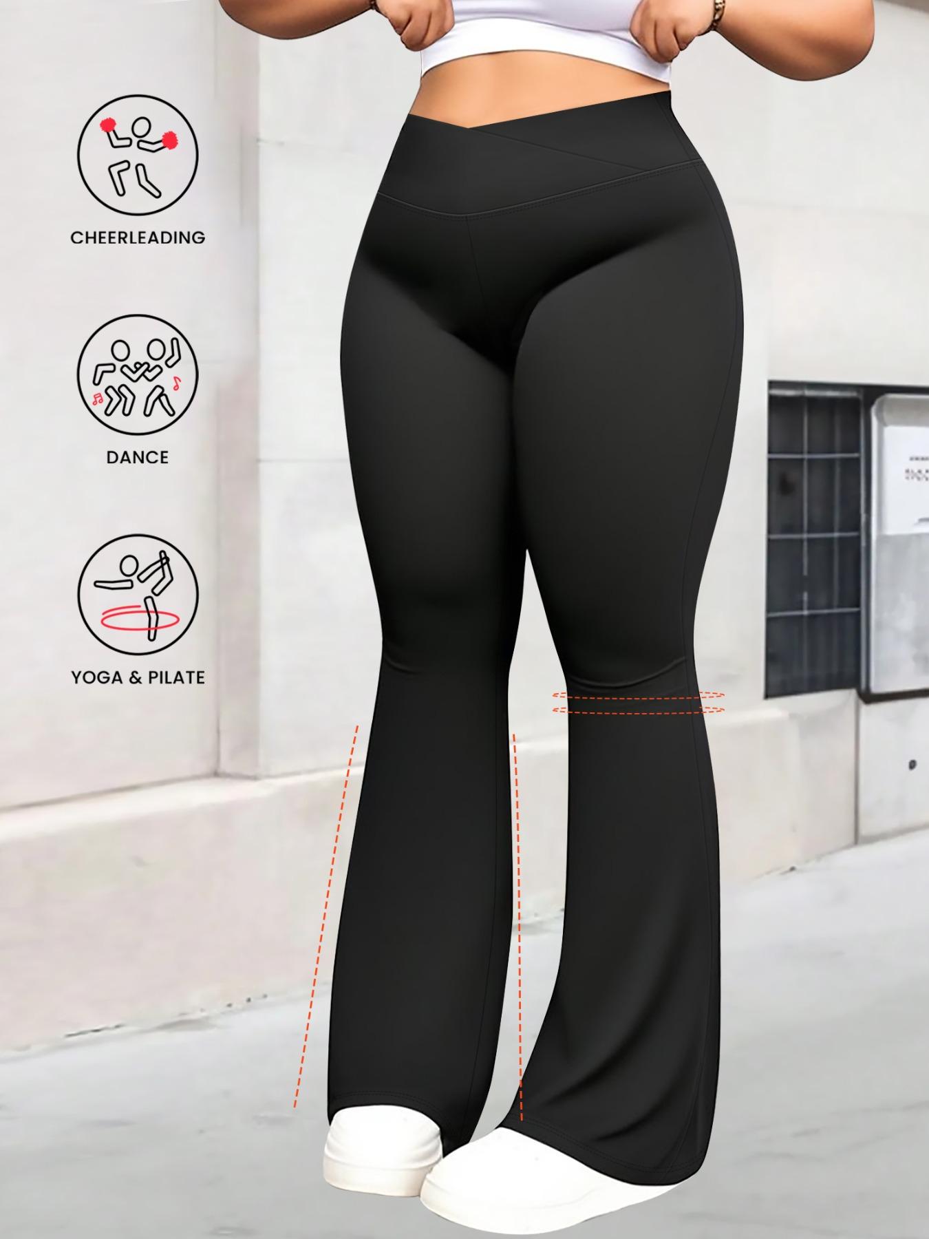 Women's Plus Size Cross Waist Flare Leg Pants, High Elasticity, Sweet Daily Wear, Commuter Pants, Fashionable Comfort, All Seasons Best Choice