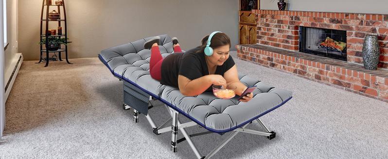 SLSY Oversized XXL Folding Camping Cot for Adults, 32'' Wide Folding Cot Bed for Sleeping with 2 Sided Mattress & Carry Bag, Tent Cot, Supports 900 lbs