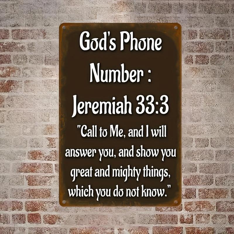 Gods Phone Number Jeremiah Sign 8x12 Inch Religious Wall Decor Bible Verse Art Weathered Finish Inspirational Gift for Home Office Church Bold Scripture Plaque