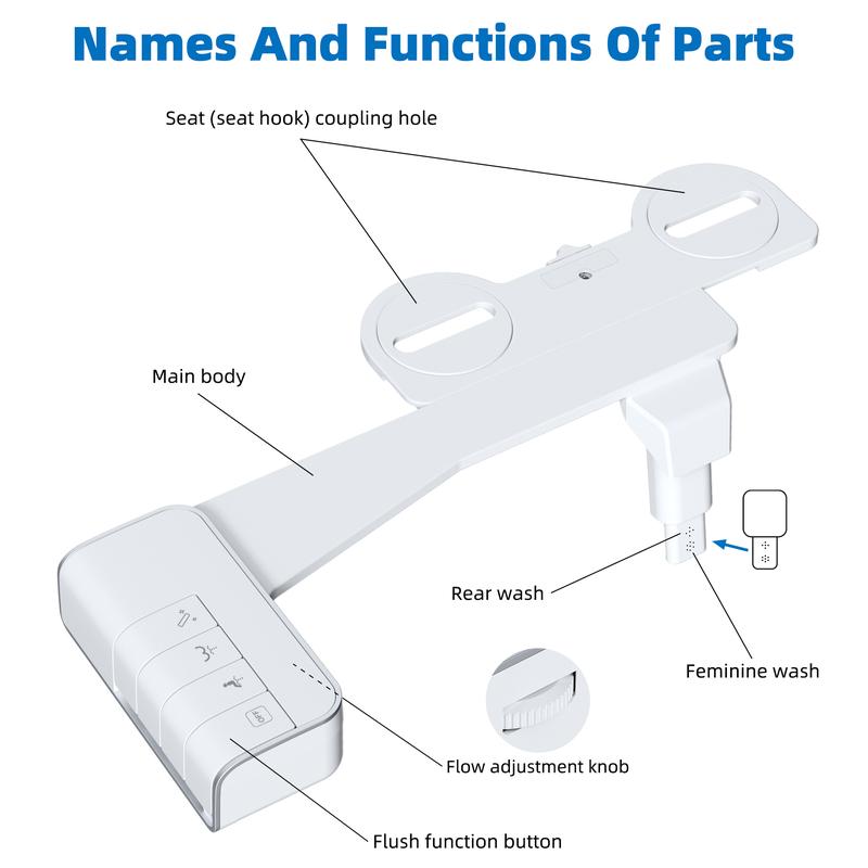 Bidet Attachment for Toilet, Self Cleaning Fresh Cold Water Sprayer Bidet Attachment with Dual Nozzle for Feminine and Posterior Wash, Bidet Parts for Existing Toilets, Bathroom Accessories, Handheld Bidet Accessories, Modern Bidet Sprayer