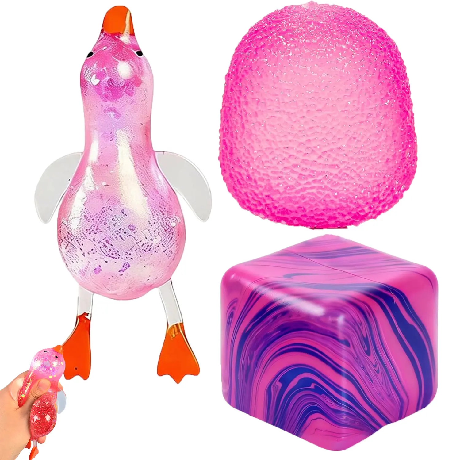 3-Piece Squid Squeeze Toy Set, Soft Squishy Sensory Play Fidgets Stress Relief Fidget and Sensory Toy for Kids and Adults, Classroom Prize and Birthday Party Gift