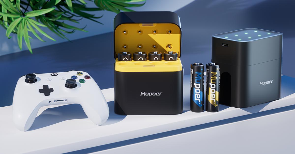 16 Pack Mupoer Rechargeable AA Batteries with Charger | 3600mWh,1.5V Double A Li-ion Batteries, 1600 Lifecycle for Game Controller, Door bell, Blink Camera