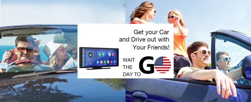 2025 10.3-inch Portable Carplay Screen for Car Compatible with Apple CarPlay and Android Auto,Wireless Car Play Unit with GPS Navigation,Bluetooth,Mirror Link, Rear Cam Touch Screen for All Vehicles