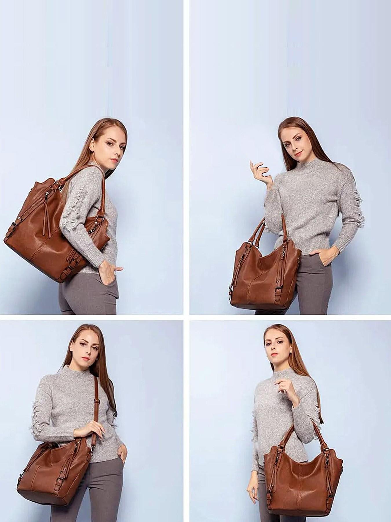 Women's Artificial Leather Tote Bag, Zipper Crossbody Shoulder Bag, Crossbody Purse Handbags, Large Capacity Handbag for Work and Office, Commuter Mom Bag, Commuter Purses, Mother's Day Gift #GLOBAL PICKS