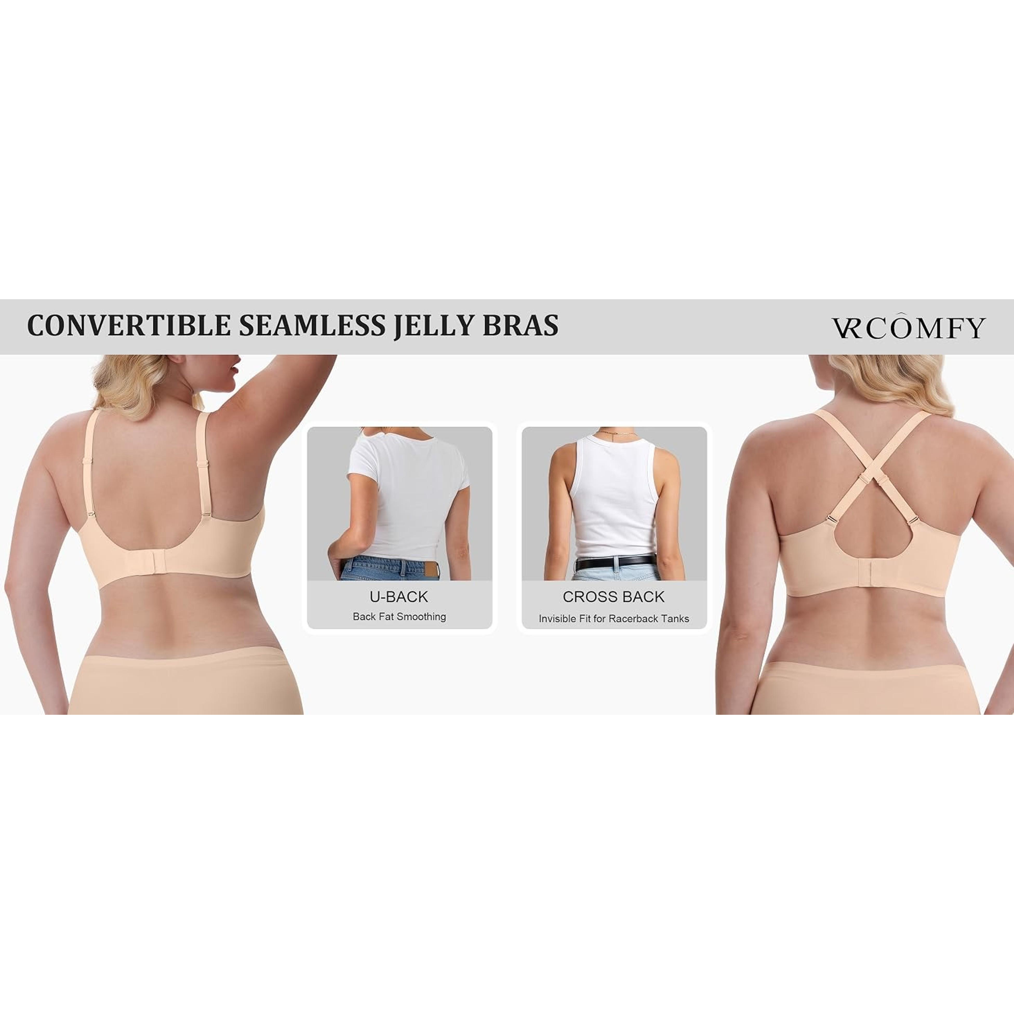 Womens Jelly Plunge Wireless Bralette T-Shirt Comfortable Bra