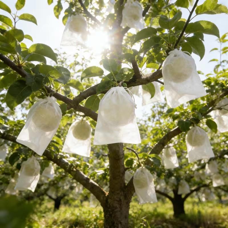 50Pcs Breathable Anti-Insect Fruit Net Bags with Drawstring, Bird Proof Protection Covers for Fruit Trees