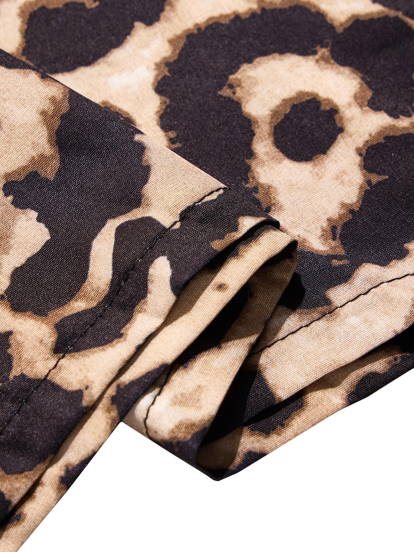 Women's Plus Size Leopard Print Wide Leg Pants, High Waist Elastic Waist Adjustable, Loose-Fitting Long Pants, Casual All Seasons Fashion