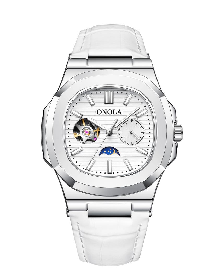 Onola Men's Fashion Business Mechanical Watch, Hollow Out Tourbillon Design, Automatic Wind-Up, 3atm Water Resistant, Fashionable Waterproof Watch, Perfect Christmas Gift