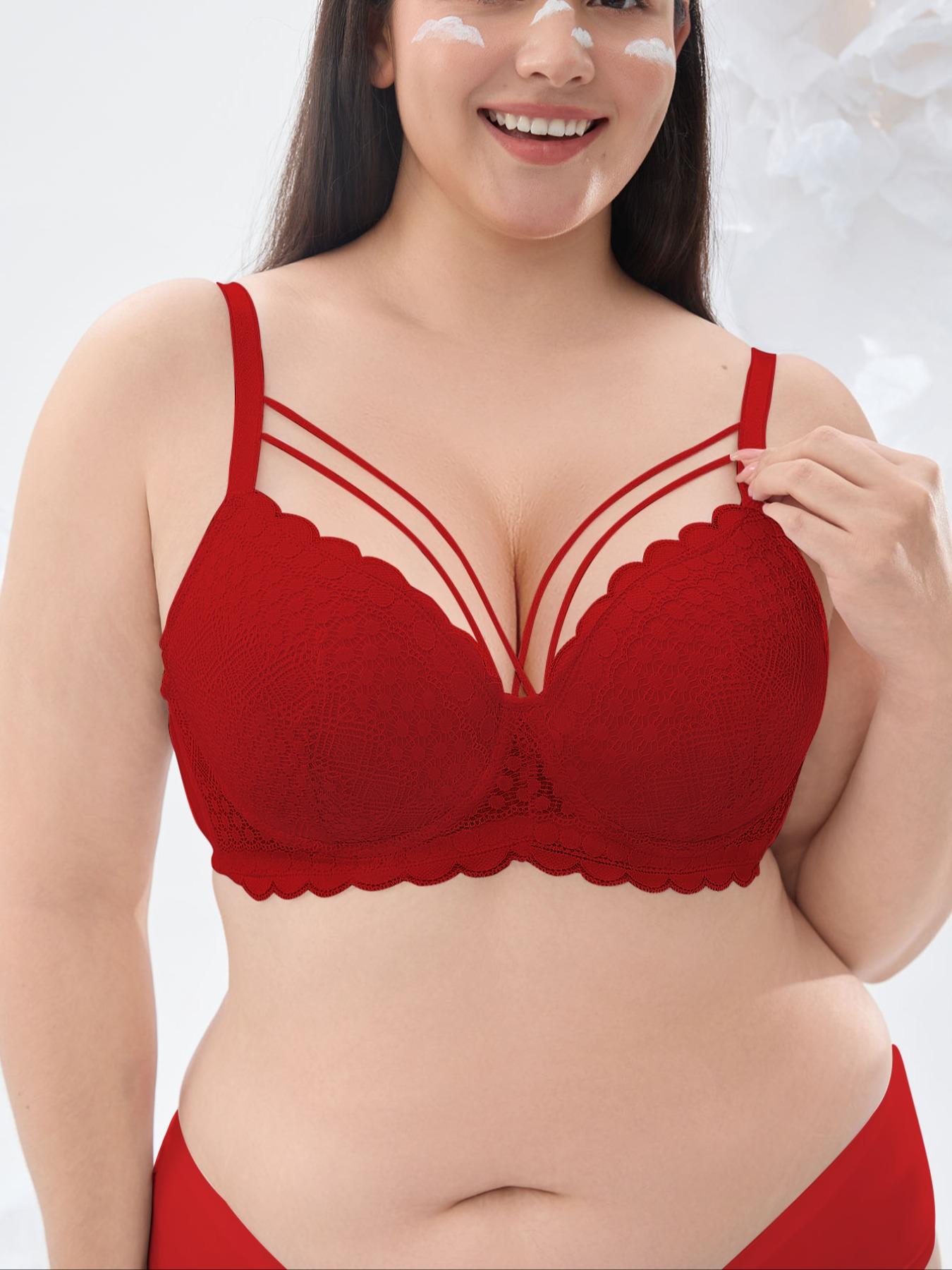 【Plus Size】 Solid Color Push Up Bra, Comfort and Fit Breathable Seamless Underwire Bra, Women's Lingerie for All Seasons