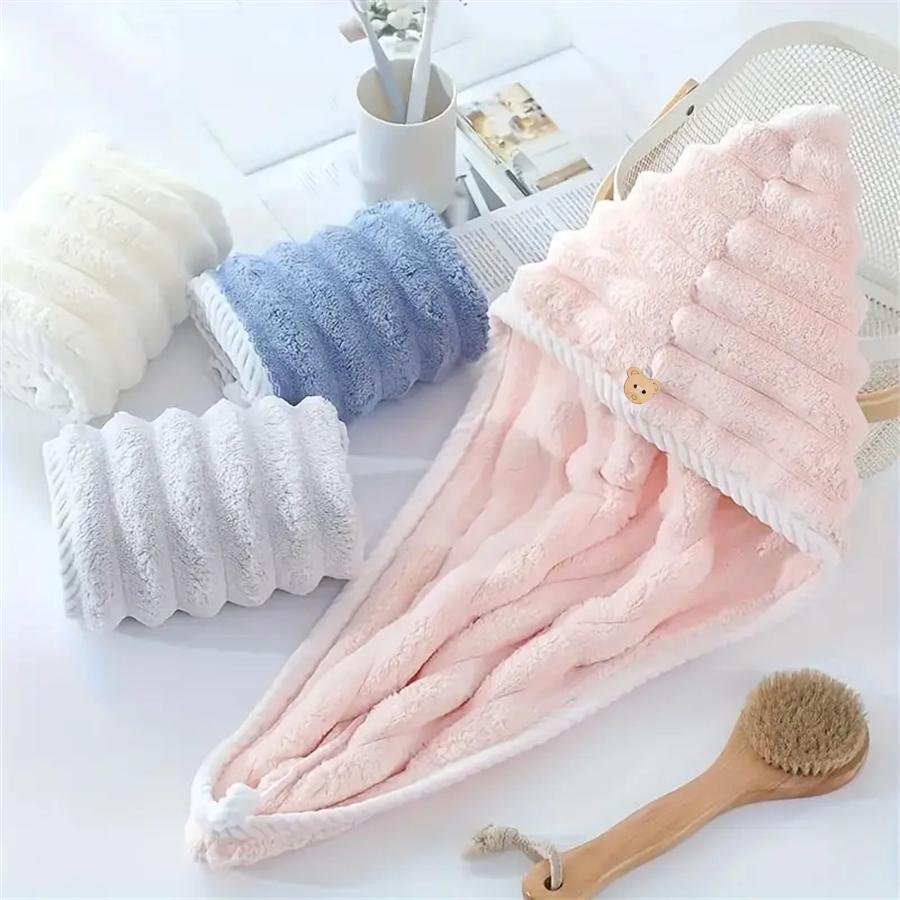 3 Pcs Premium Quick-Drying Microfiber Hair Towel Wrap, Super Absorbent, Soft & Comfortable, Ideal for Frizzy Hair, Lightweight Bathroom & Home Essential