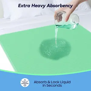 4 Pack 36" x 36" Extra Heavy Absorbency Washable Underpads, Waterproof Quick Drying Nursing Incontinence Reusable Washable Bed Pee Pads  Dogs, Diaper Changing & Adults, Green