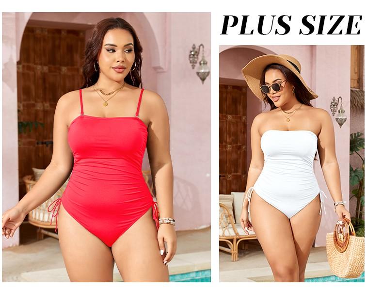 Yonique Women Strapless Tummy Control One Piece Swimsuit Bandeau Bathing Suit Cheeky Swimwear