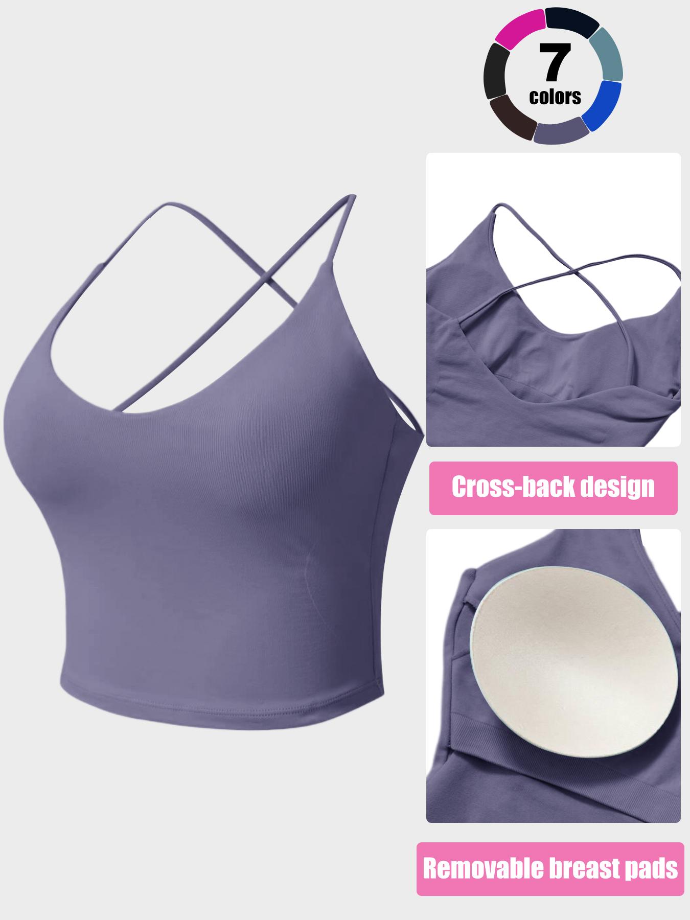 Women's High-Stretch Backless Cross-Back Seamless Tank Top Fitness Yoga Sports Bra Quick-Dry Running Spaghetti Strap Backless Cross-Back Sexy Training Top With Padded Cups Cross-Back Straps Oversized Backless Nude-Effect Sports Bra Yoga Workout Activewear