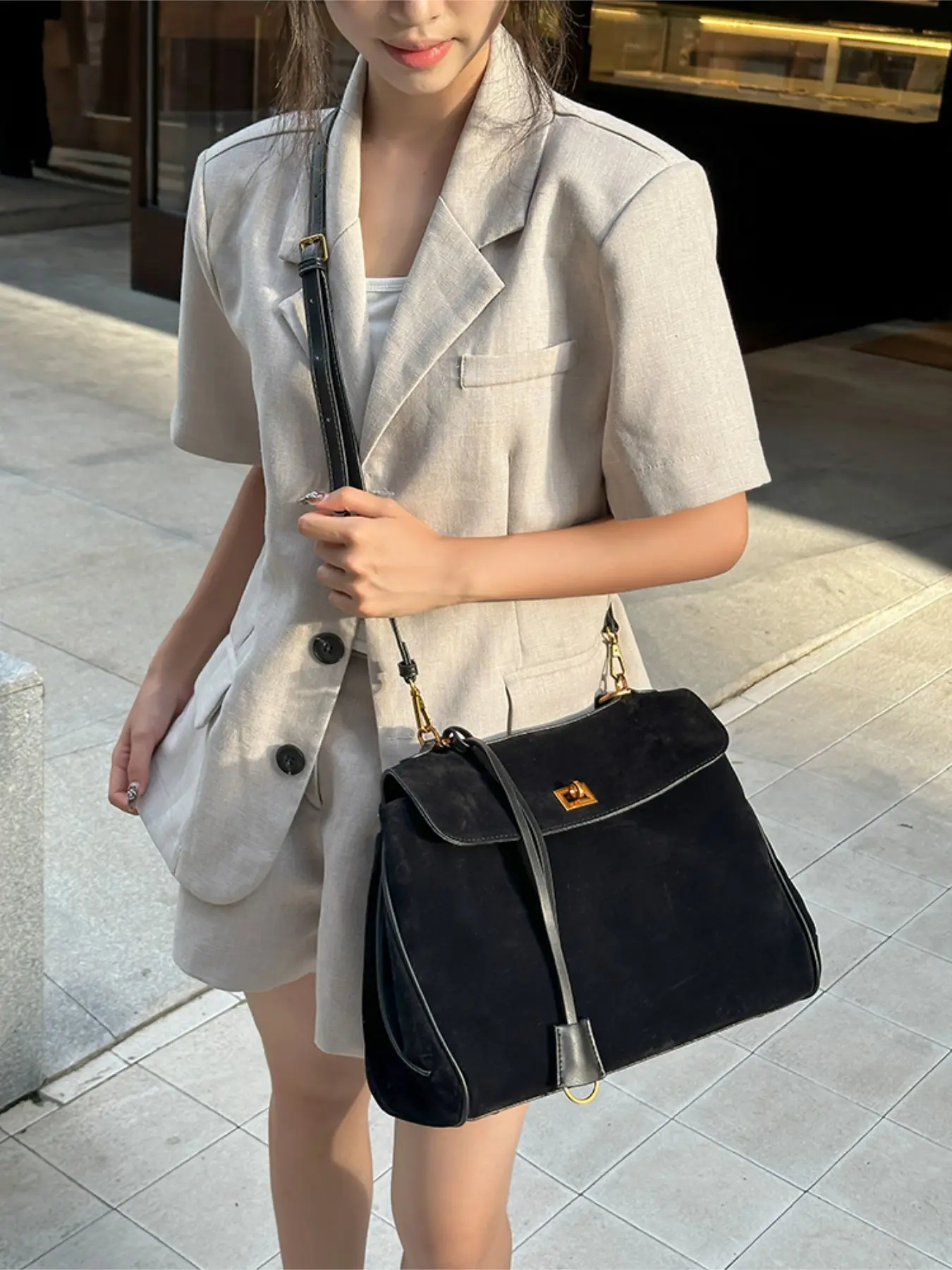 New Trendy Faux Leather Bag, Large Capacity Tote Bag, Casual Handbag, Crossbody Shoulder Bag, Plain Pattern, All Seasons