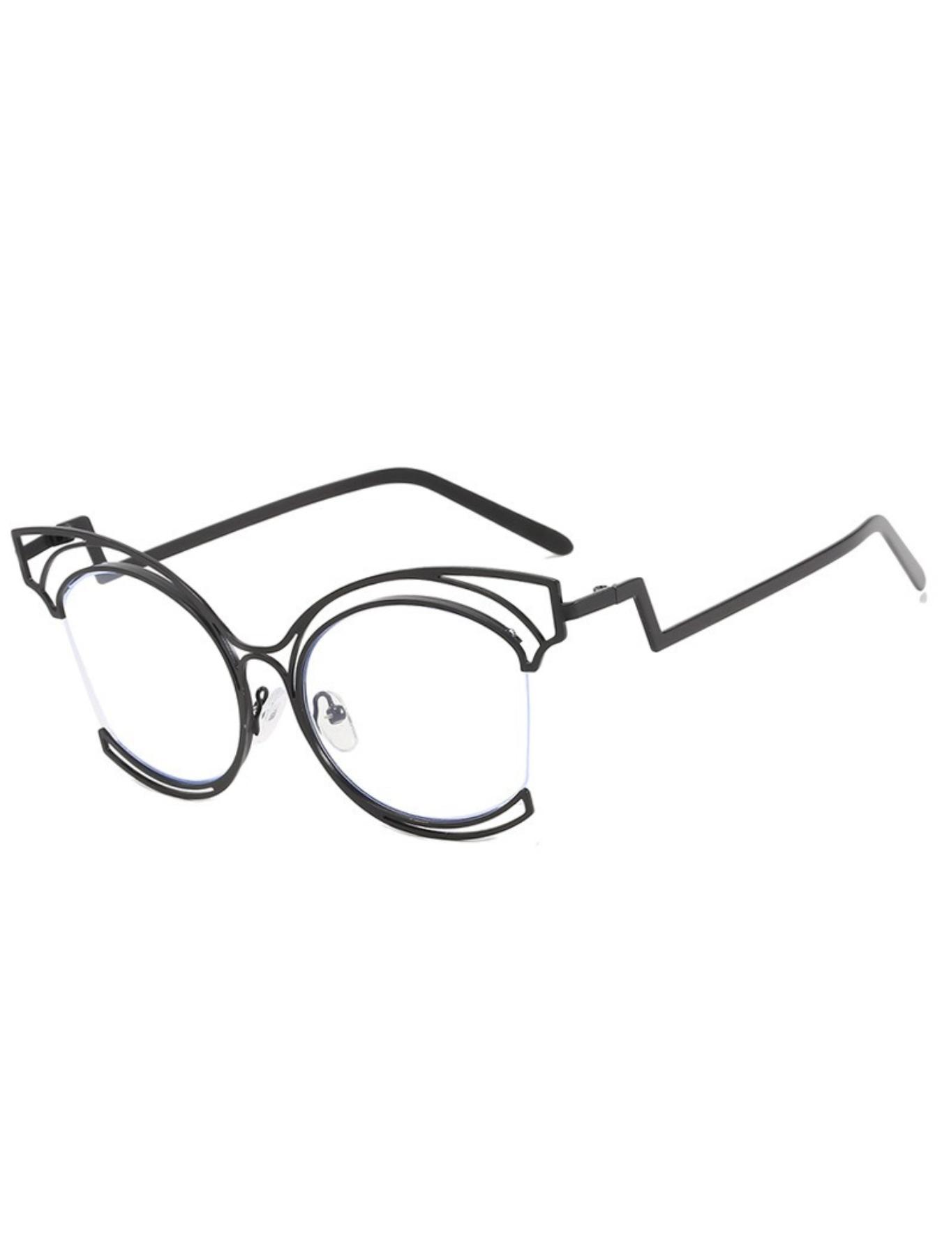 Women's Metal Frame Anti-Blue Light Glasses, Transparent Lenses for Computer Reading Gaming TV Phone Use, Casual Daily Wear Eyewear