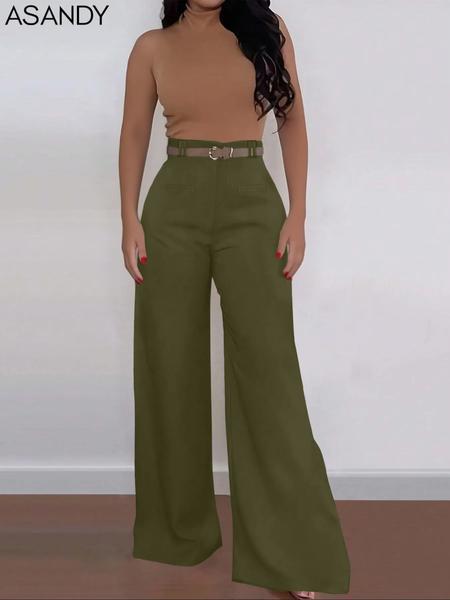 Women's Fashion High Waist Wide Leg Pants, Casual Style, Comfortable Fit, Perfect for Daily Wear & Office
