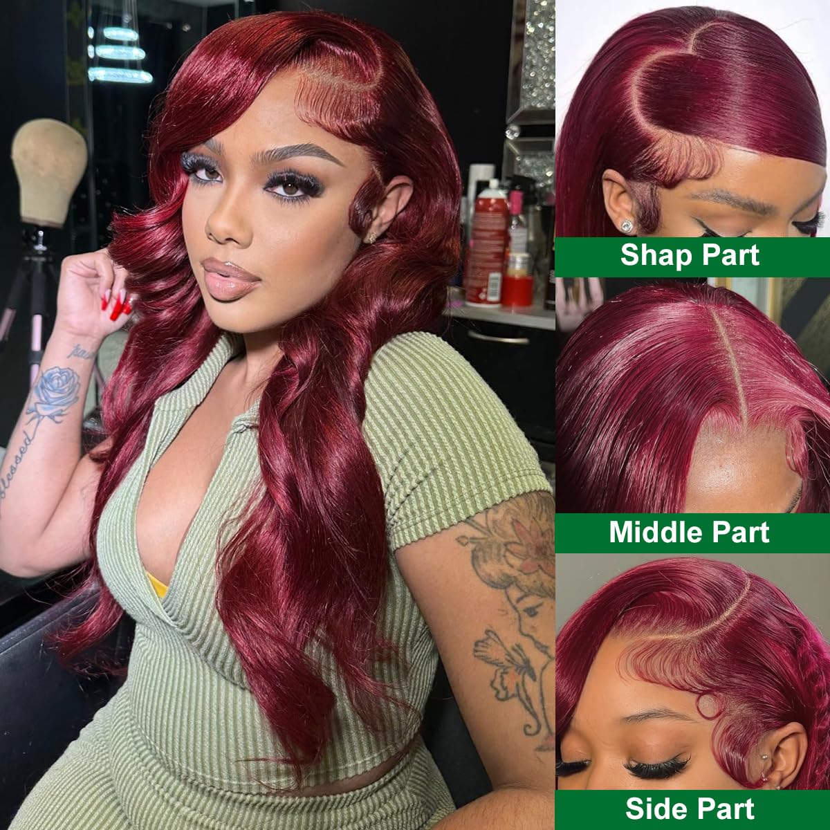 Bling Hair 99J Burgundy Body Wave Lace Front Wigs Human Hair 13x4 Transparent Lace Frontal Wigs Glueless Red Color Wigs Human Hair Pre Plucked 28 Inch