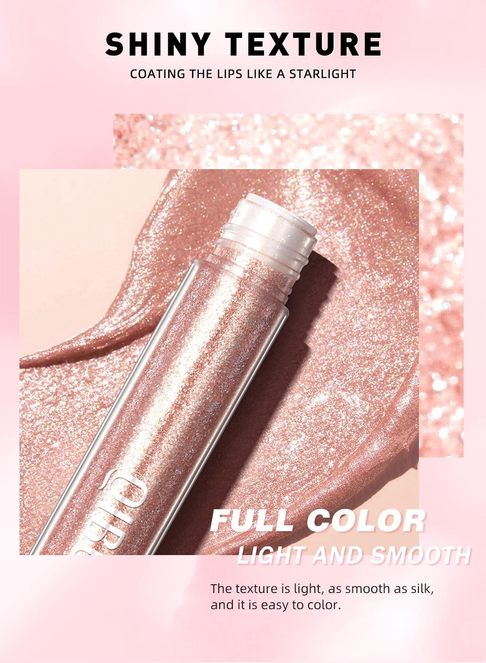 Liquid Lipstick Gloss, Dual-Use Eye Shadow and Lip Color, Long-Lasting, Easy Application, Shimmer Finish, Silver Gold Colors
