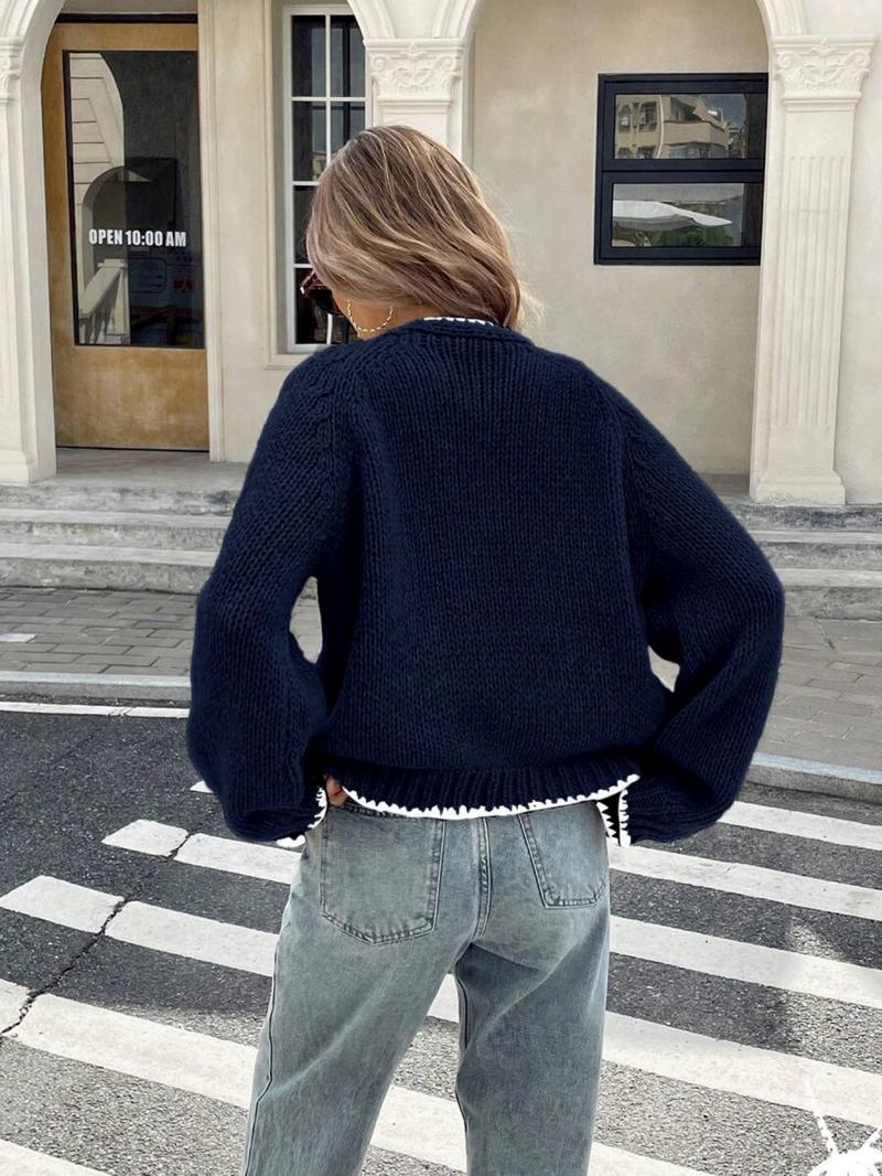 Women's Tie Front Long Sleeve Cardigan, Casual Open Front Outerwear for Daily Wear, Ladies Knit Clothing for Spring & Fall, Knitwear