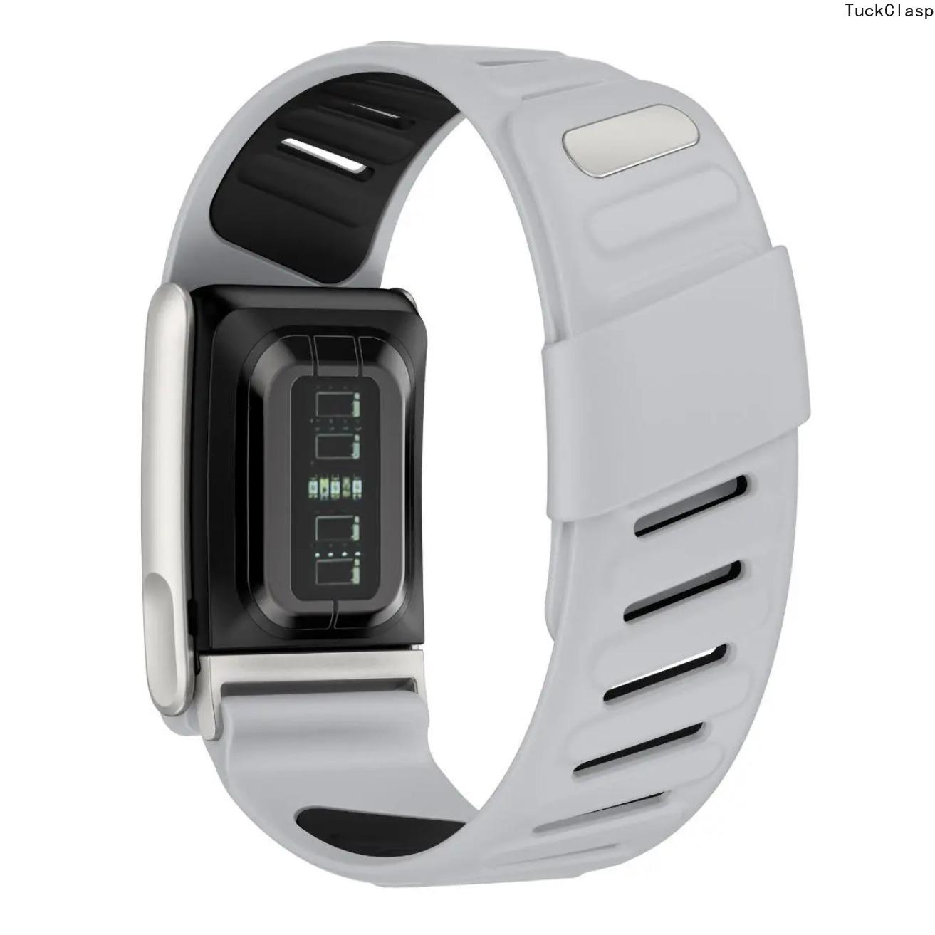 Dual-Color Silicone WHOOP 5.0 Band, Waterproof Breathable Adjustable Elastic Fitness Wrist Strap, Soft Durable Replacement for Sports & Training Use (Light Gray/Black, Strap Only)
