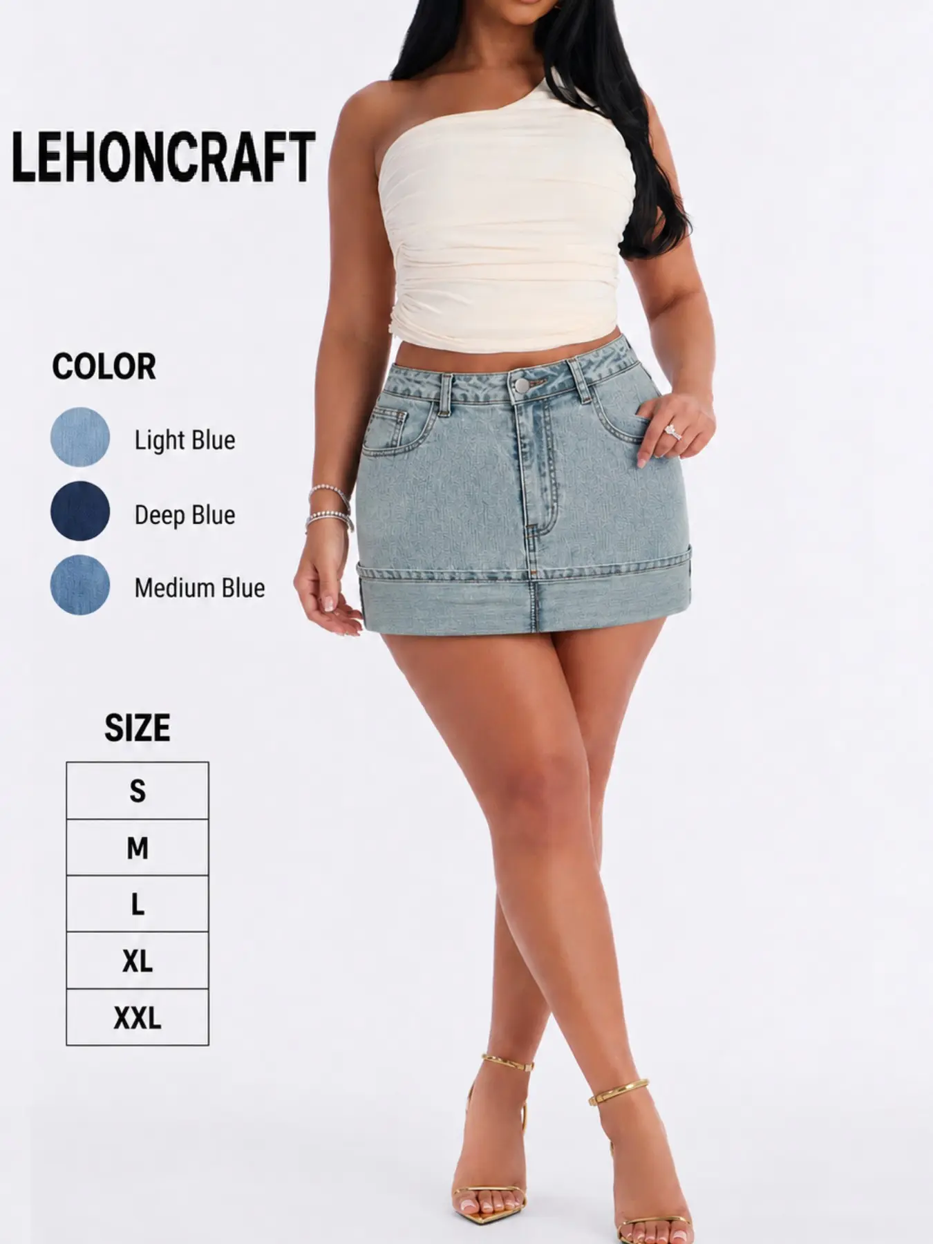 Women Bottom Denim Skort Skirt Stretchy Fit Mid Waist Y2K Trend Sexy Jean Skorts Dressy Casual Mini Skirts with Lining