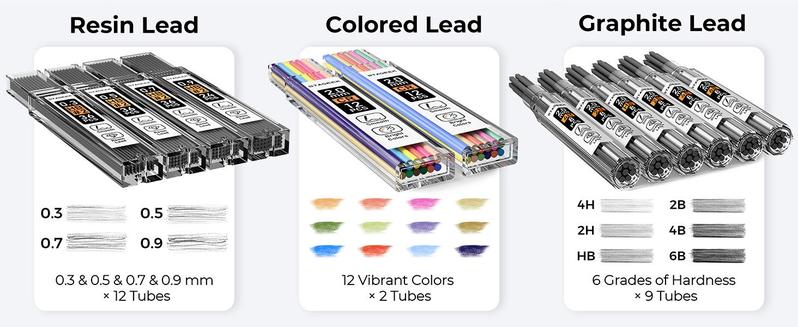STAGEEK 37PCS Art Mechanical Pencil Set, Drafting Pencil 5 Sizes- 0.3, 0.5, 0.7, 0.9MM & 2PCS 2.0MM Mechanical Drawing Pencils with 492PCS Leads (6B 4B 2B HB 2H 4H Color) for Artist Sketching Drawing&Ballpoint Pen for Student Stationary College Essentials STAGEEK 37PCS Art Mechanical Pencil Set, Drafting Pencil 5 Sizes- 0.3, 0.5, 0.7, 0.9MM & 2PCS 2.0MM Mechanical Drawing Pencils with 492PCS Leads (6B 4B 2B HB 2H 4H Color) for Artist Sketching Drawing&Ballpoint Pen for Student Stationary College Essentials