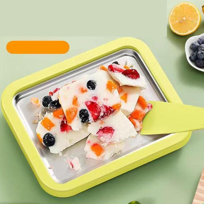 Mini Fried Ice Cream Machine, DIY Homemade Rolled Ice Cream Maker, 304 Stainless Steel Frozen Yogurt Pan, Portable Small Ice Cream Roller for Home Summer Use