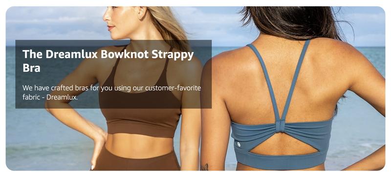 Colorfulkoala Women's Dreamlux Lightweight Yoga Sports Bra Bowknot Strappy Light Impact Workout Yoga Tops