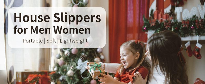 House Slippers for Women Men , Womens Mens Slippers with Non-slip Sole Slip On for Indoor & Outdoor, Portable Slippers for Home Travel Hotel,Winter Warm Slippers Footwear Shoe