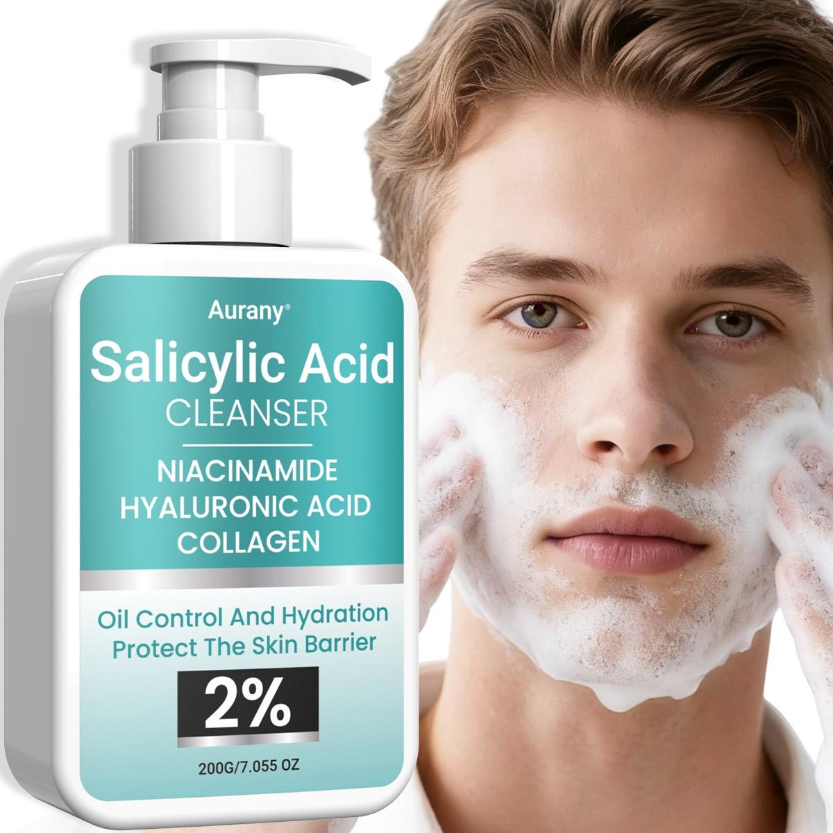 Salicylic Acid Cleanser,Acial Cleanser,Facial Cleansing,Foaming Face Wash, Helps Clear & Prevent Acne Breakouts, Oil Free, Excess Oiloil Control And Hydrationprotect The Skin Barrier,Brightening & Even Skin Tone,Glowing Complexion Face Wash-200g