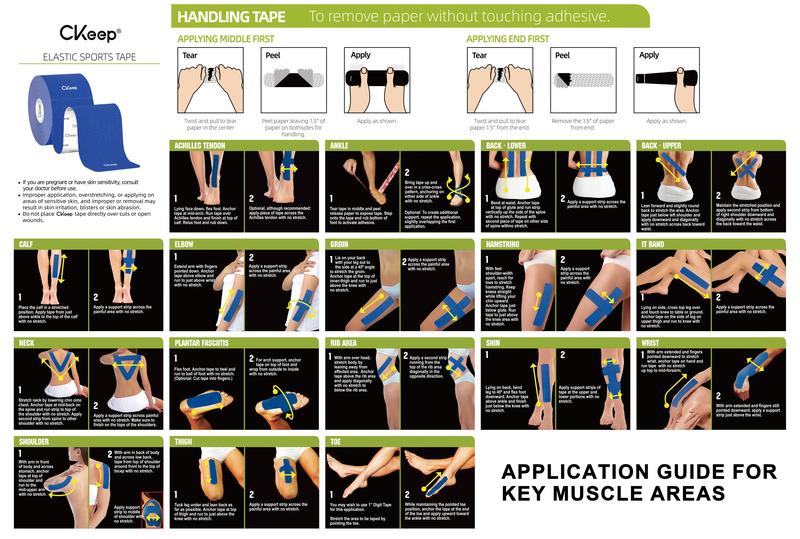 CKeep Precut Kinesiology Tape, 2 Rolls, 40 Strips, Original Cotton, Latex-Free tape for Knee Pain, Injuries & Sprains