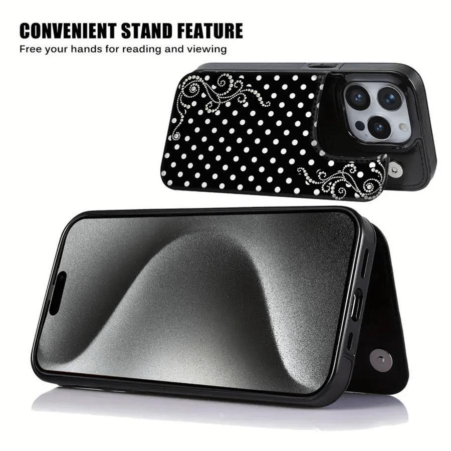 TPU Smartphone Case with Pearl Polka Dot Fantasy Pattern, Card Slot for Bank/Bus Cards - Cellphone Cover, Mobile Phone Accessories, Casing Compatible with iPhone 17/16/15/14/13/12