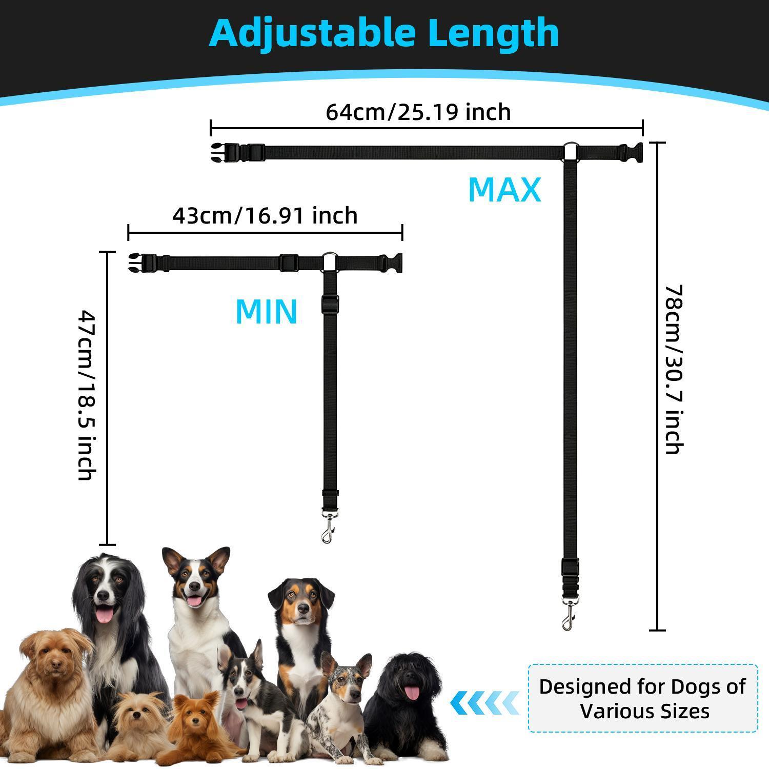 Car Seat Belt Dog Leash, Length Adjustable Pet Safety Leash, Car Safety Leash, Dog Traction Rope, Car Interior Accessories