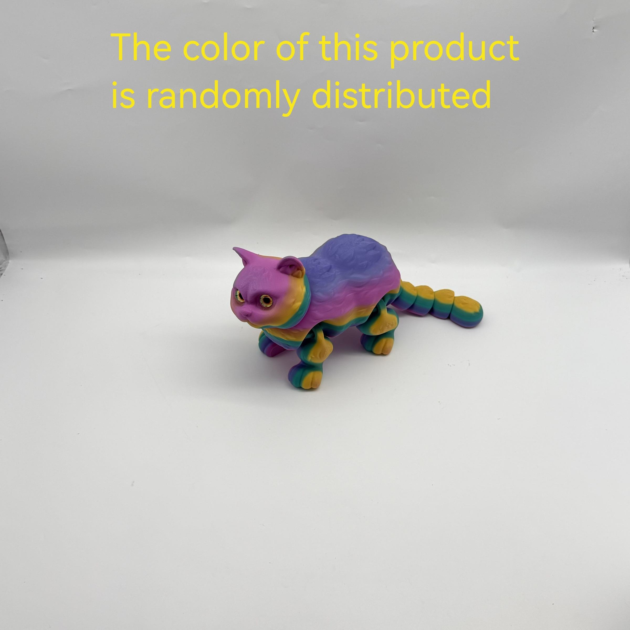 3D Printed Short Hair Cat Figurine, 36cm Rainbow Gradient, Moving Joints, Decorative Fidget Figurine, Perfect Home Decor, Birthday Gift, Christmas Present