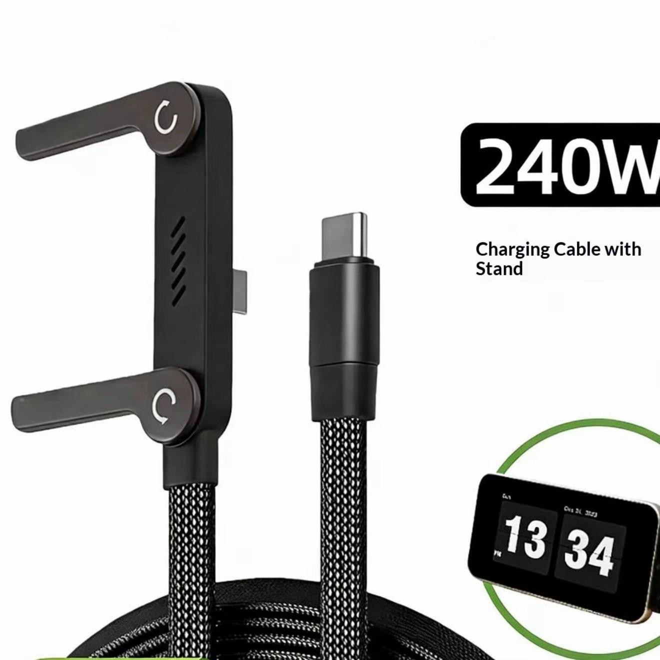240w Gaming Mobile Phone Charging Cable, Compatible with Apple iPhone & Huawei, Fast Charge Data Line, Dual-Function Charger, Electronic Cellphone