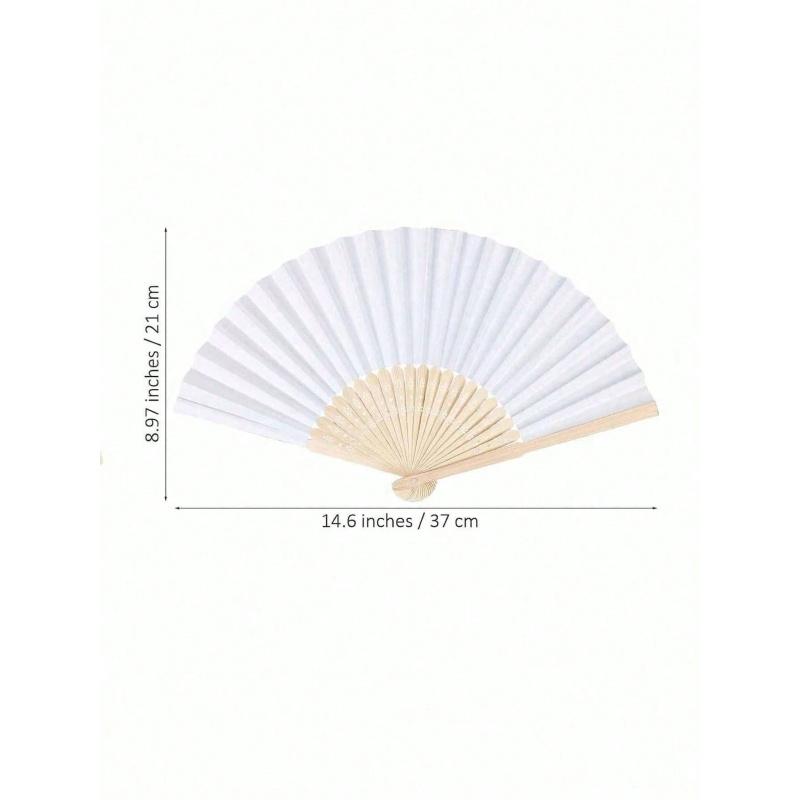 10-Pack Blank White Folding Paper Fans With Bamboo Ribs, Lightweight Portable Hand Fans, Elegant Versatile Style For Weddings, Parties And DIY Crafts, Perfect For Custom Decoration And Various Occasions