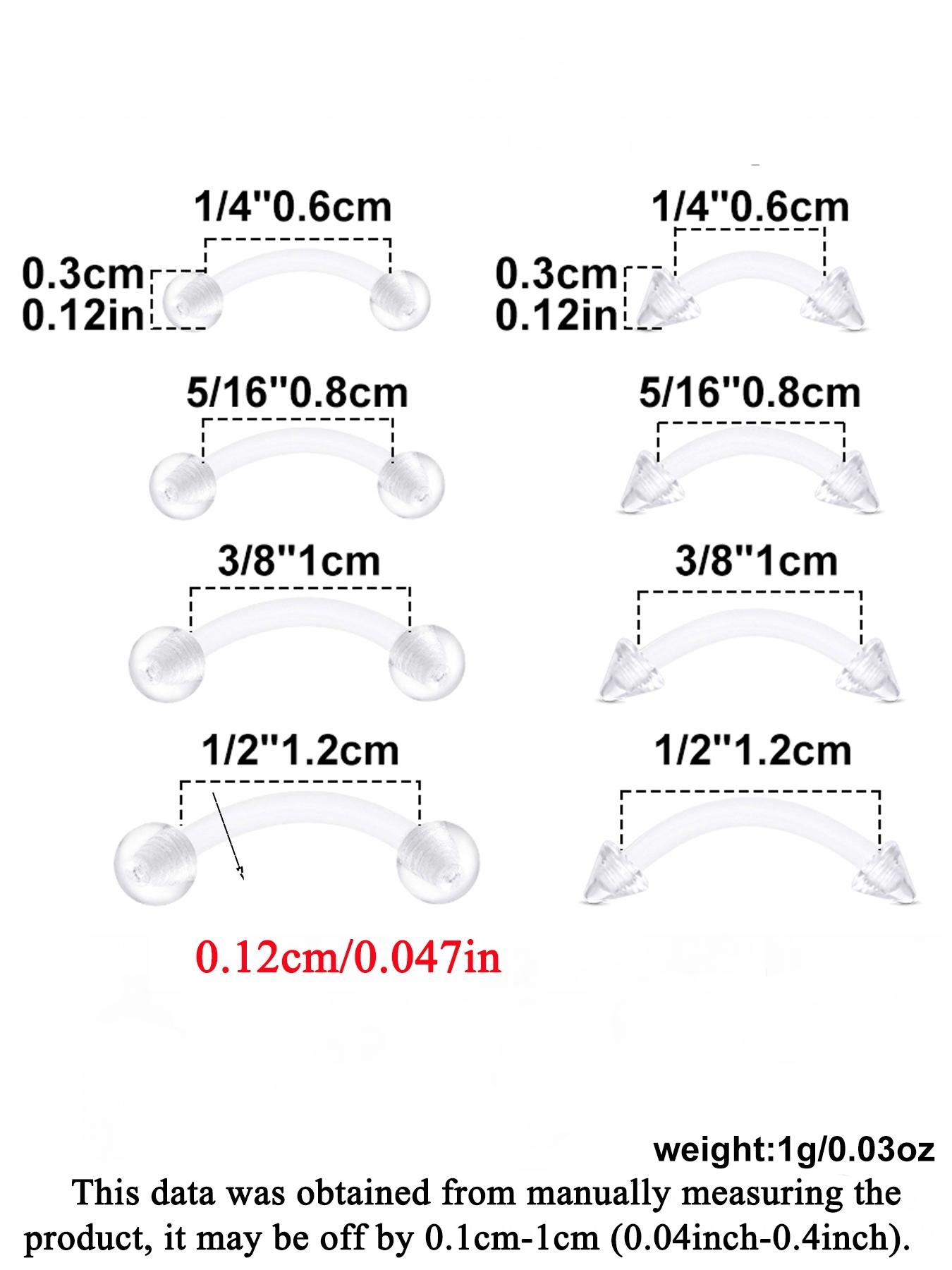 16Gauge Clear Bioflex Plastic Eyebrow Studs for Work Invisible Tragus Helix Conch Earrings Rook Piercing Retainers for Surgery Body Piercing Jewelry 6mm 8mm 10mm 12mm