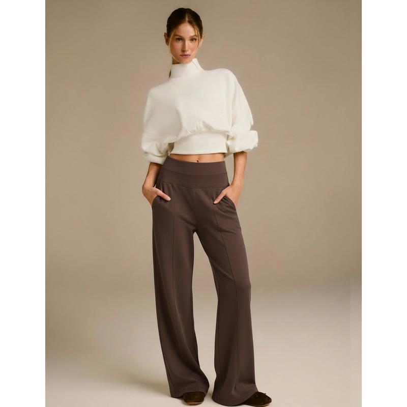 GLOWMODE Modal Soft Warm Curved Bubble Hem Waist Length Oversized Ribbed Cuffs High Neck Pullover Sweatshirt Daily